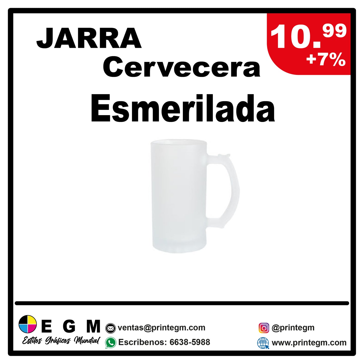 Jarra Esmerilada Hecha en Panamá, personalizadas a su gusto.