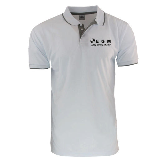 Suéter polo blanco con logo bordado en la tetilla para uniformes de empresas en Panamá #Printegm