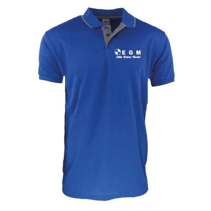Suéter polo azul royal con logo bordado en la tetilla para uniformes de empresas en Panamá. #Printegm